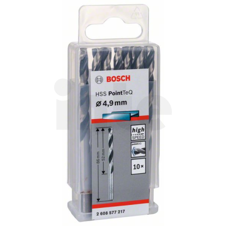 BOSCH Spirálový vrták HSS PointTeQ 4,9 mm, 10 ks 2608577217
