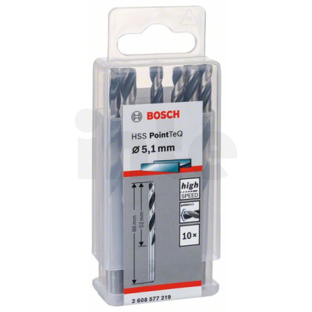 BOSCH Spirálový vrták HSS PointTeQ 5,1 mm, 10 ks 2608577219