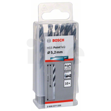 BOSCH Spirálový vrták HSS PointTeQ 5,2 mm, 10 ks 2608577220