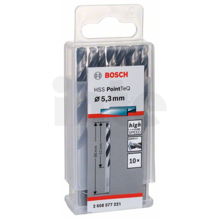 BOSCH Spirálový vrták HSS PointTeQ 5,3 mm, 10 ks 2608577221