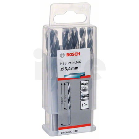 BOSCH Spirálový vrták HSS PointTeQ 5,4 mm, 10 ks 2608577222