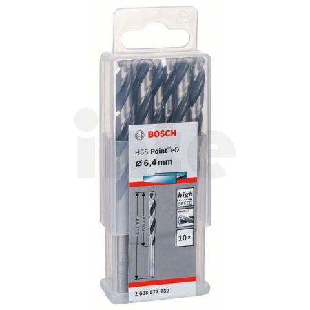 BOSCH Spirálový vrták HSS PointTeQ 6,4 mm, 10 ks 2608577232