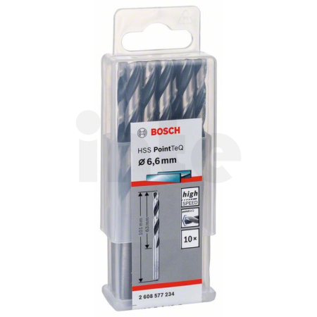 BOSCH Spirálový vrták HSS PointTeQ 6,6 mm, 10 ks 2608577234