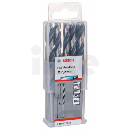 BOSCH Spirálový vrták HSS PointTeQ 7,2 mm, 10 ks 2608577240