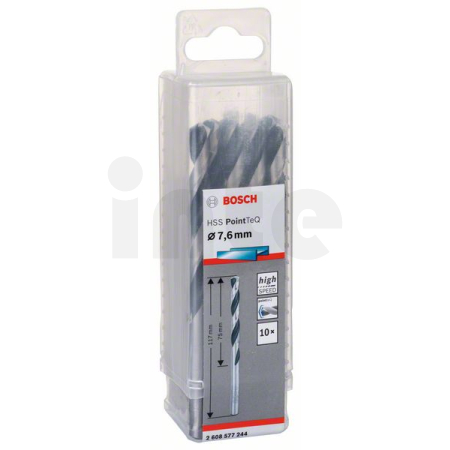 BOSCH Spirálový vrták HSS PointTeQ 7,6 mm, 10 ks 2608577244