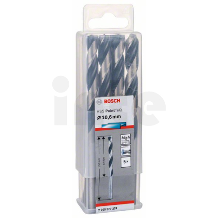 BOSCH Spirálový vrták HSS PointTeQ 10,6 mm, 5 ks 2608577274