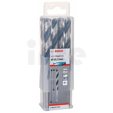 BOSCH Spirálový vrták HSS PointTeQ 10,7 mm, 5 ks 2608577275
