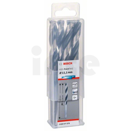 BOSCH Spirálový vrták HSS PointTeQ 11,1 mm, 5 ks 2608577279