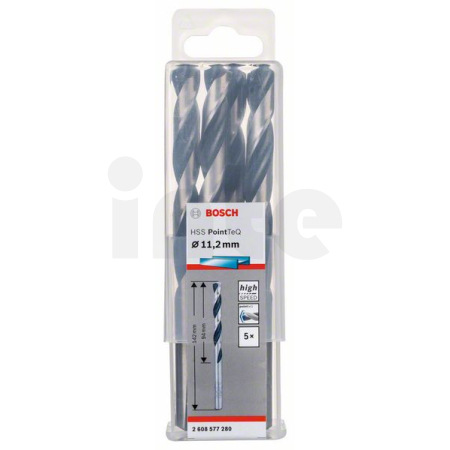 BOSCH Spirálový vrták HSS PointTeQ 11,2 mm, 5 ks 2608577280