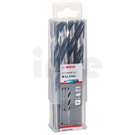 BOSCH Spirálový vrták HSS PointTeQ 11,3 mm, 5 ks 2608577281
