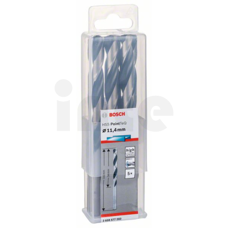 BOSCH Spirálový vrták HSS PointTeQ 11,4 mm, 5 ks 2608577282