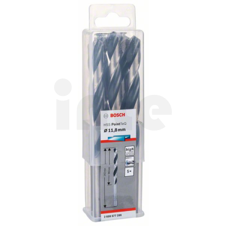 BOSCH Spirálový vrták HSS PointTeQ 11,8 mm, 5 ks 2608577286
