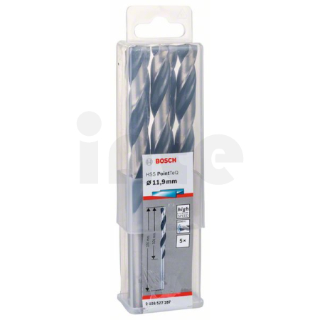 BOSCH Spirálový vrták HSS PointTeQ 11,9 mm, 5 ks 2608577287