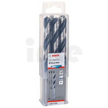 BOSCH Spirálový vrták HSS PointTeQ 12,1 mm, 5 ks 2608577289