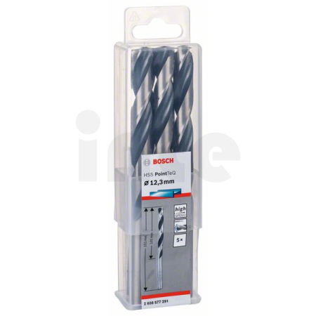 BOSCH Spirálový vrták HSS PointTeQ 12,3 mm, 5 ks 2608577291