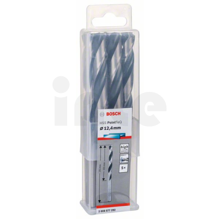 BOSCH Spirálový vrták HSS PointTeQ 12,4 mm, 5 ks 2608577292