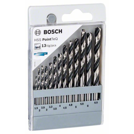 BOSCH Sada spirálových vrtáků HSS PointTeQ 1,5–6,5 mm, 13 kusů 2608577349