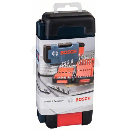 BOSCH Sada spirálových vrtáků HSS PointTeQ, ToughBox 1–10 mm, 18 kusů 2608577350