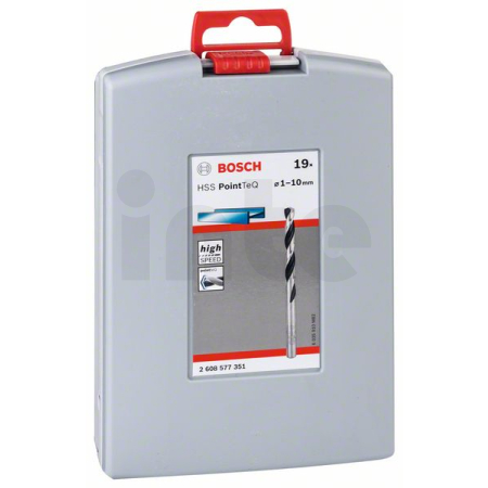 BOSCH Sada spirálových vrtáků HSS PointTeQ, ProBox 1–10 mm, 19 kusů 2608577351