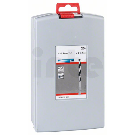 BOSCH Sada spirálových vrtáků HSS PointTeQ, ProBox 1–13 mm, 25 kusů 2608577352