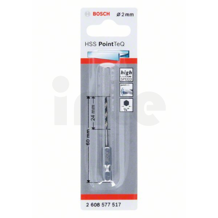 BOSCH Spirálový vrták HSS PointTeQ Hex 2 mm 2608577517