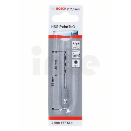 BOSCH Spirálový vrták HSS PointTeQ Hex 2,5 mm 2608577518