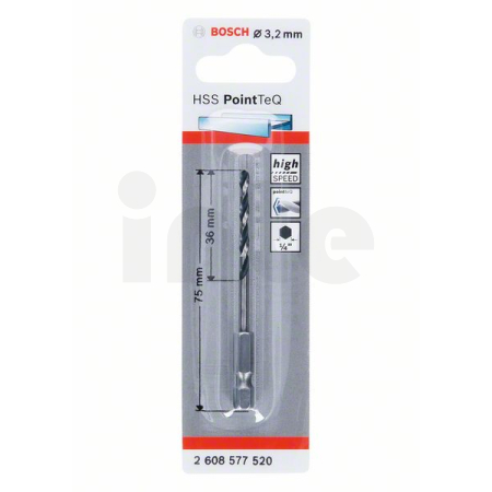 BOSCH Spirálový vrták HSS PointTeQ Hex 3,2 mm 2608577520