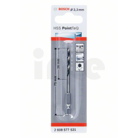 BOSCH Spirálový vrták HSS PointTeQ Hex 3,3 mm 2608577521
