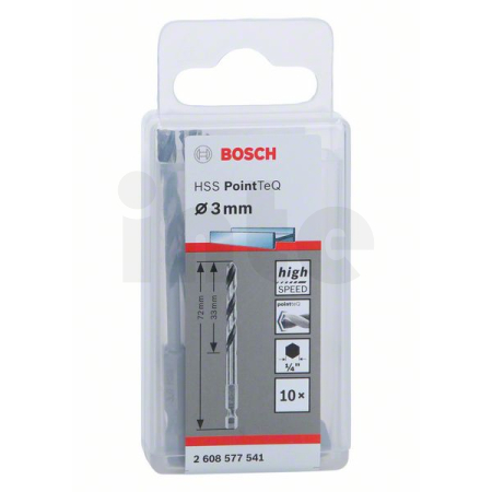 BOSCH Spirálový vrták HSS PointTeQ Hex 3 mm, 10 ks 2608577541