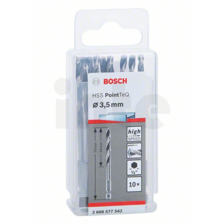 BOSCH Spirálový vrták HSS PointTeQ Hex 3,5 mm, 10 ks 2608577542