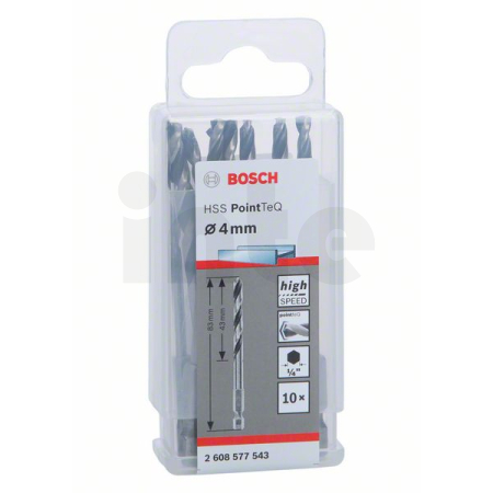 BOSCH Spirálový vrták HSS PointTeQ Hex 4,0 mm, 10 ks 2608577543