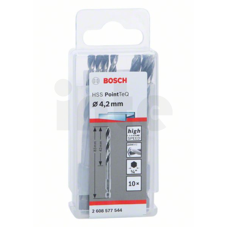 BOSCH Spirálový vrták HSS PointTeQ Hex 4,2 mm, 10 ks 2608577544