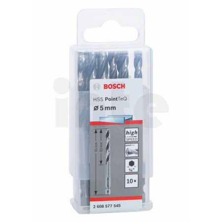 BOSCH Spirálový vrták HSS PointTeQ Hex 5,0 mm, 10 ks 2608577545