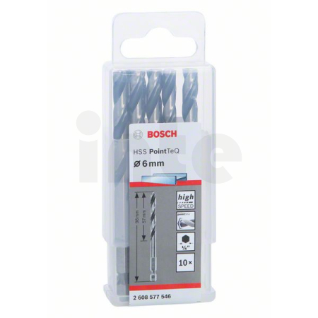 BOSCH Spirálový vrták HSS PointTeQ Hex 6,0 mm, 10 ks 2608577546