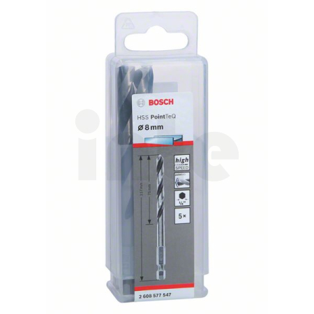 BOSCH Spirálový vrták HSS PointTeQ Hex 8,0 mm, 5 ks 2608577547