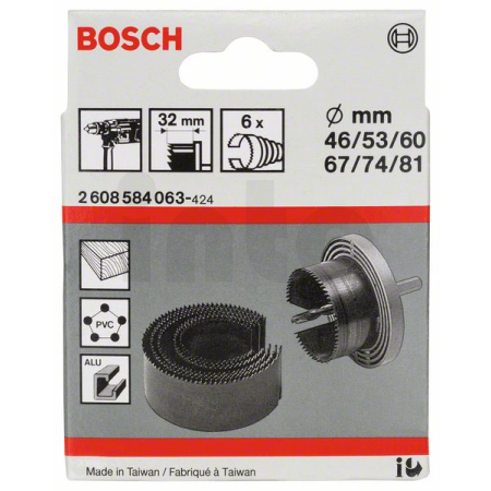BOSCH 6dílná sada pilových děrovek 46–81 mm 2608584063