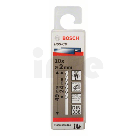 BOSCH Vrták do kovu PRO Stainless Steel HSS-Co, 2 × 24 × 49 mm, 10 ks 2608585874