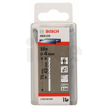 BOSCH Vrtáky do kovu HSS-Co, DIN 338, 10 ks 2608585880