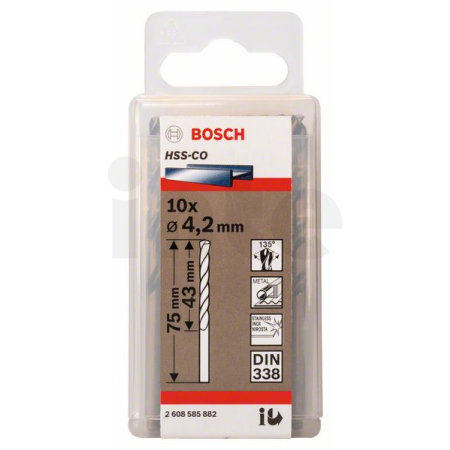 BOSCH Vrtáky do kovu HSS-Co, DIN 338, 10 ks 2608585882