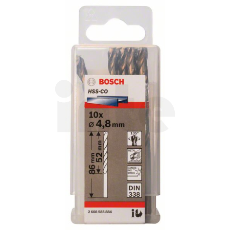BOSCH Vrtáky do kovu HSS-Co, DIN 338, 10 ks 2608585884