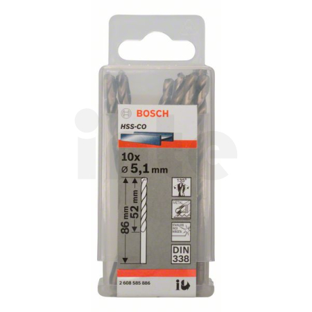 BOSCH Vrtáky do kovu HSS-Co, DIN 338, 10 ks 2608585886