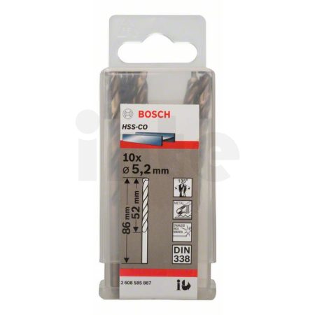 BOSCH Vrtáky do kovu HSS-Co, DIN 338, 10 ks 2608585887