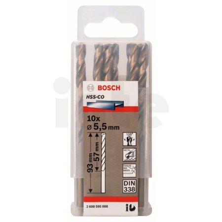 BOSCH Vrtáky do kovu HSS-Co, DIN 338, 10 ks 2608585888
