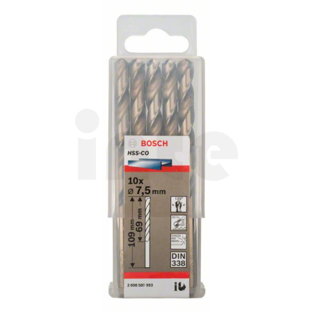 BOSCH Vrtáky do kovu HSS-Co, DIN 338, 10 ks 2608585893