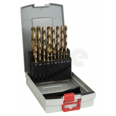BOSCH 19 dílná sada spirálových vrtáků do kovu HSS-TiN (titanový povrch), ProBox, 1–10 mm 2608587015