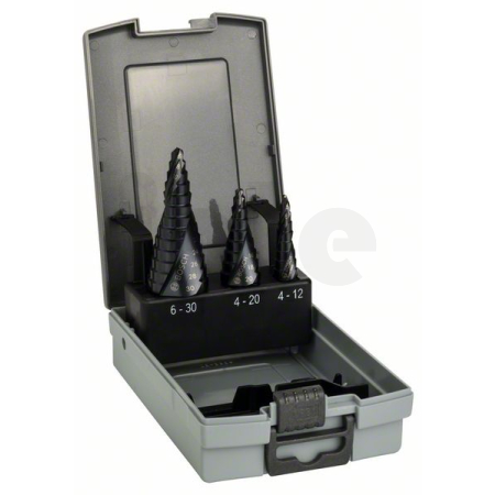 BOSCH 3dílná sada stupňovitých spirálových vrtáků HSS-AlTiN 4-12/4-20/6-30 2608588069