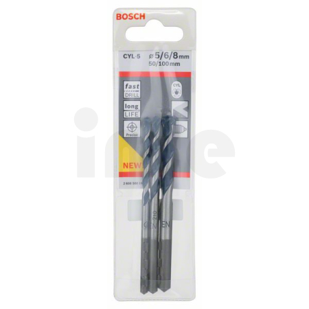 BOSCH 3dílná sada spirálových vrtáků do betonu CYL-5, 5/6/8 mm 2608588164