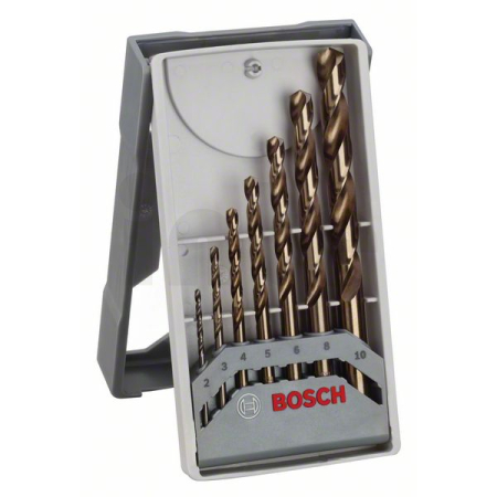 BOSCH 7dílná sada spirálových vrtáků do kovu HSS-Co, Mini-X-Line, 135° 2–10 mm 2608589296