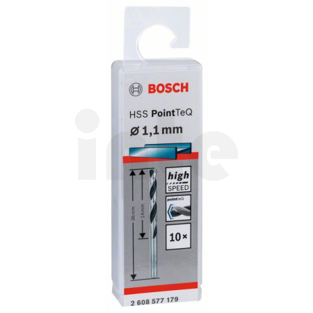BOSCH Spirálový vrták HSS PointTeQ 1,1 mm, 10 ks 2608577179