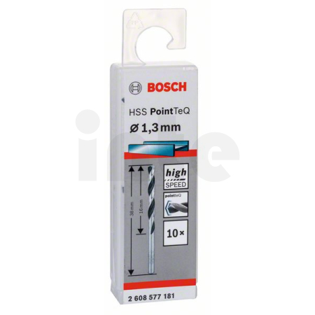 BOSCH Spirálový vrták HSS PointTeQ 1,3 mm, 10 ks 2608577181
